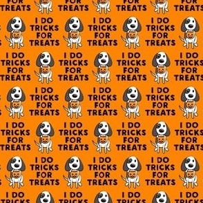 (extra small scale) I do tricks for treats - dog halloween - orange - C21