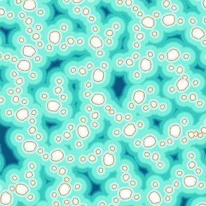 Abstract dots, glow effect, white on a turquoise background