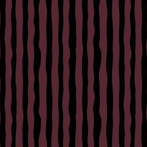 Deep burgundy Black wonky stripe: coordinate to Nocturnal Raccoons, Small scale