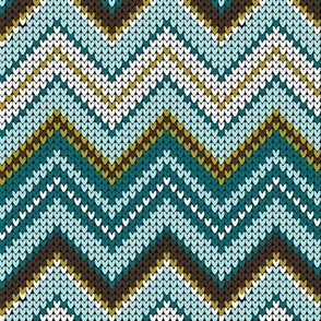 Festive Fair Isle Chevron - Aqua Multi Regular Scale