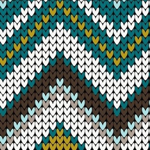 Festive Fair Isle Chevron - White Large Scale