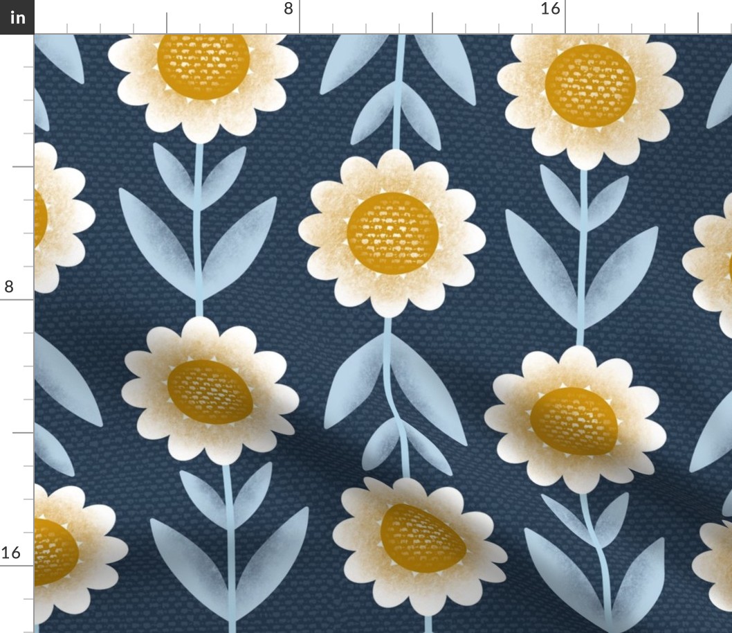 Field of Daisies - large scale - Scandinavian, modern, daisies, floral, floral geometric