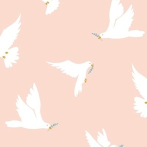 Peace Dove with Olive Branch in Peach