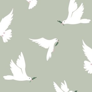 Peace Dove with Olive Branch in Sage Green