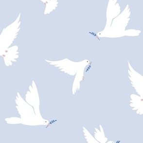 Peace Dove with Olive Branch in Pastel Blue
