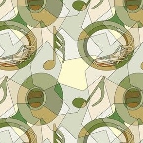 Tuba Music Note Fragments Green