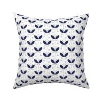 Large Nordic Petal Floral in Navy Blue