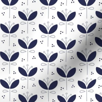 Large Nordic Petal Floral in Navy Blue