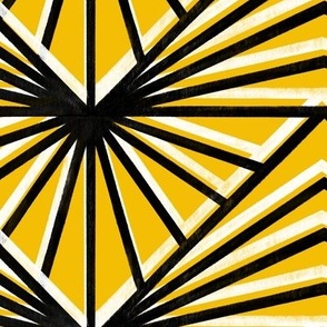 black and white geometric on yellow