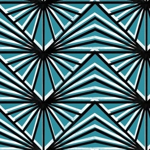 black white rays on teal small