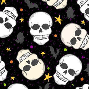 Halloween Skulls on Black - XL