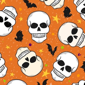 Halloween Skulls on Orange - XL