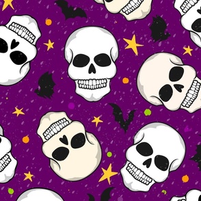 Halloween Skulls on Violet - XL