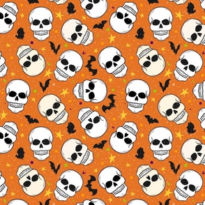 Halloween Skulls on Orange