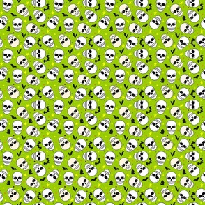 Halloween Skulls on Lime Green - Small