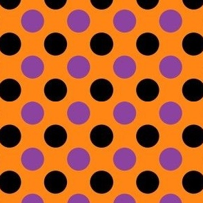 Large Black and Purple Dots on Orange