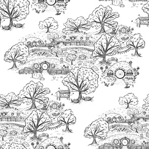 Celebrate A Simple Life Traditions Toile Hobbitholes Seasonal Autumn Sketchbook Illustration Shirelings Halflings British Literature Inspired 