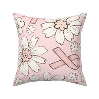 XL Pink Ribbon Floral Pink Background - extra large scale