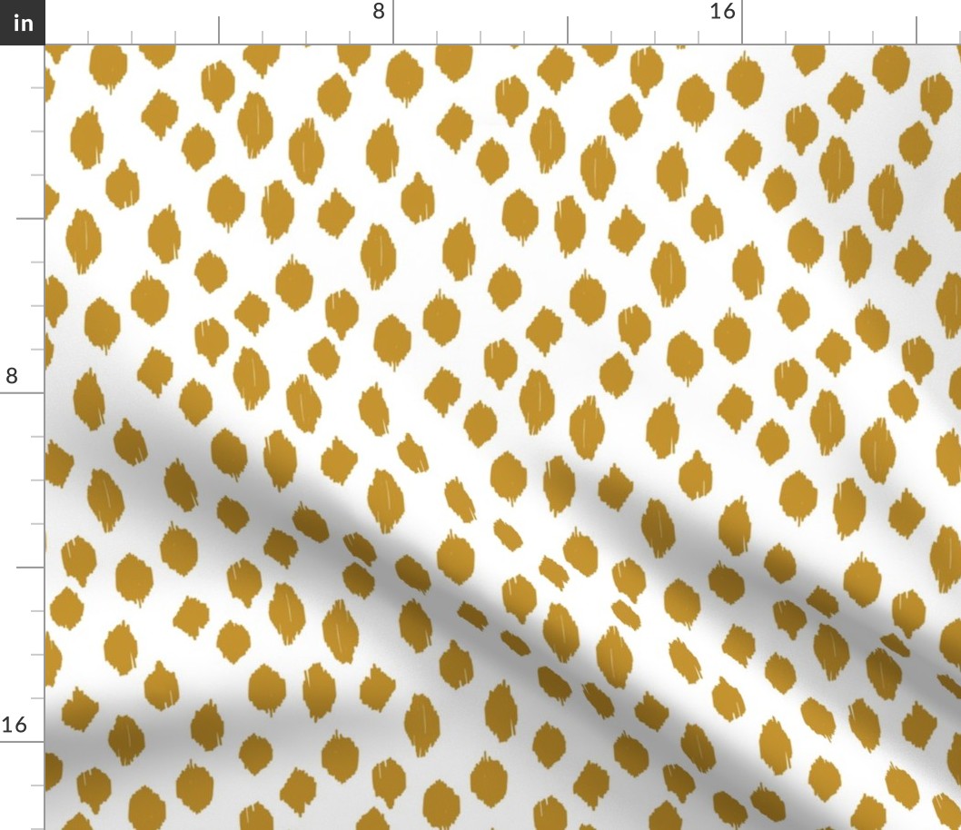 SMALL freehand scribble spot ikat - mustard gold & white