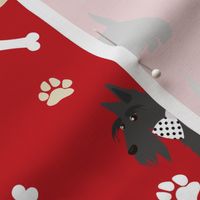 Scottish Terrier -  Scottie Paw and Bones Red