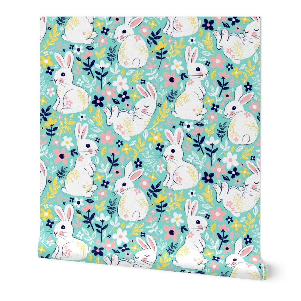 Bright Spring Pastel Easter Bunnies - large