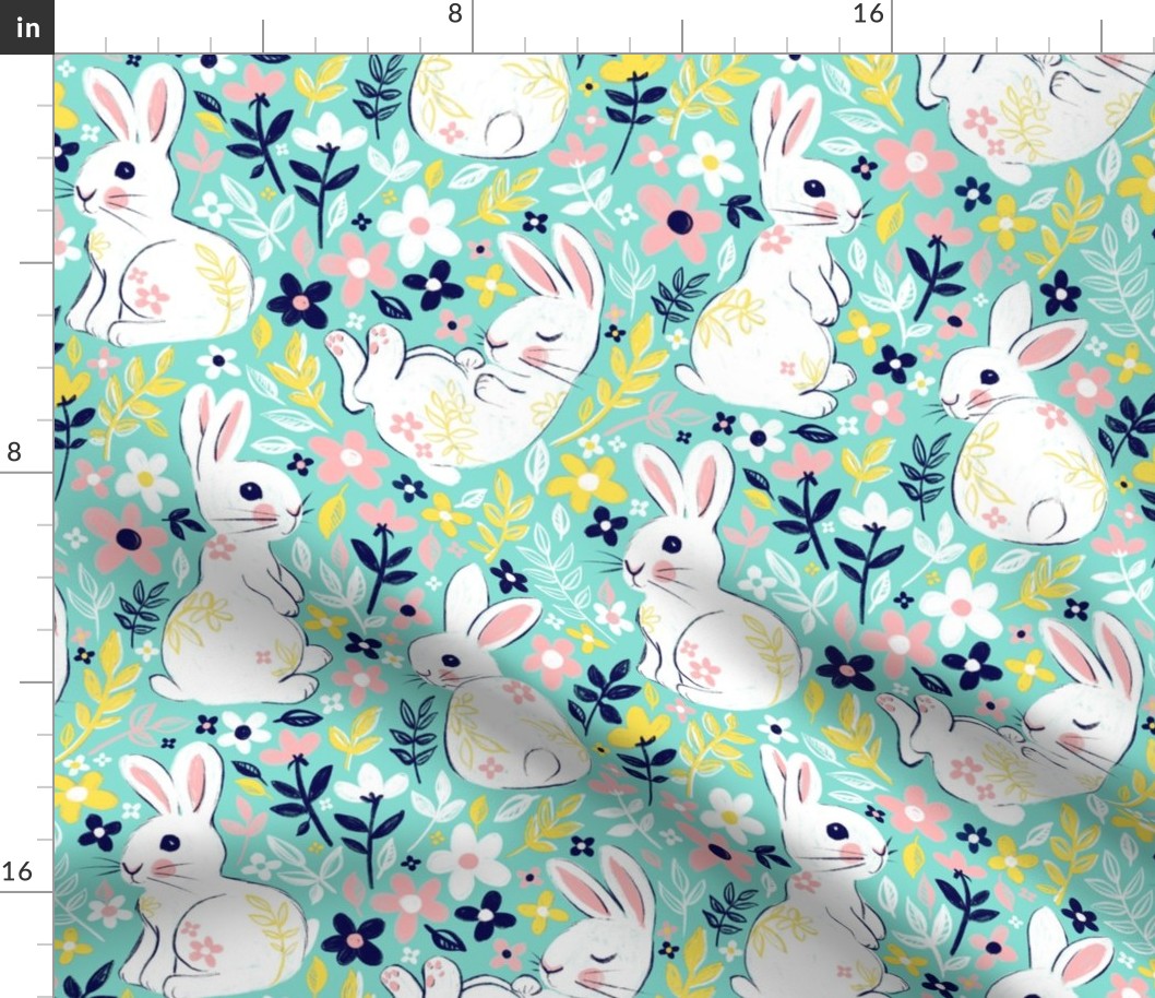 Bright Spring Pastel Easter Bunnies - large