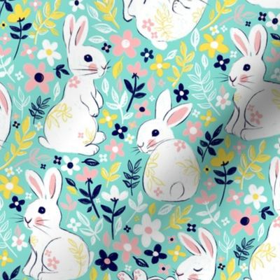 Bright Spring Pastel Easter Bunnies - medium