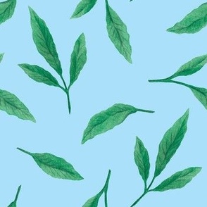 (large) Leaves, blue background