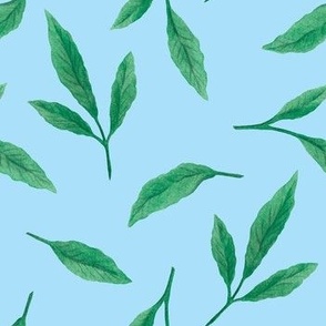 Leaves (large scale, blue background)