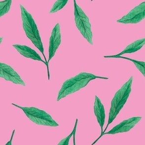 Leaves (large scale, pink background)
