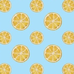 Lemons (small scale, blue background)