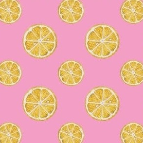 Lemons (small scale, pink background)