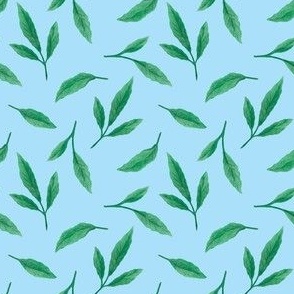 Leaves (small scale, blue background)