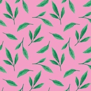 (small) Leaves, pink background