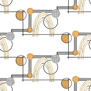 Bauhaus pattern in mustard, white and black