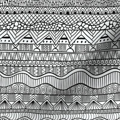 Doodle tribal lines - black and white - small scale