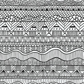Doodle tribal lines - black and white - small scale