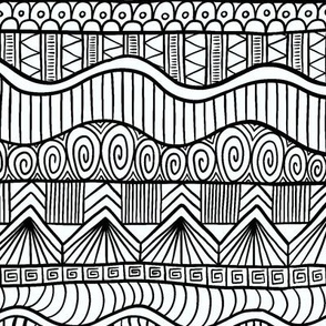 Doodle tribal lines - black and white