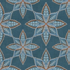 Frosted Folk Snowflakes (stone blue) 10"