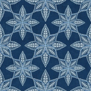 Frosted Folk Snowflakes (navy blue) 12"