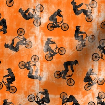 BMX bikers - Bicycle Motocross - sports bicycle -  black / orange grunge - LAD21