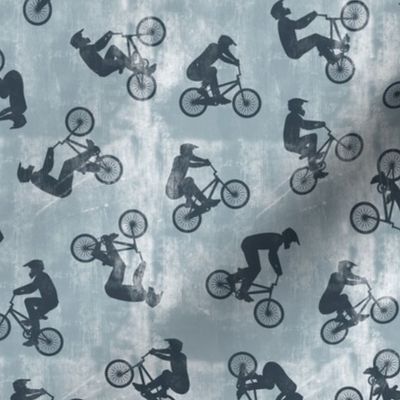 BMX bikers - Bicycle Motocross - sports bicycle - dusty blue grunge - LAD21