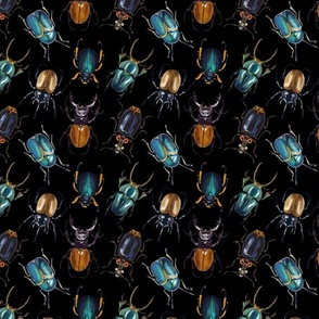 Tropical Bugs Naturalistic Dark Gothic Style Insects, Black Moody Accent Animal