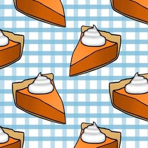 Pumpkin Pie on Blue Gingham Plaid