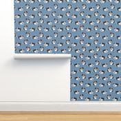 Adorable Chinchillas on textured Blue Burlap by Brittanylane