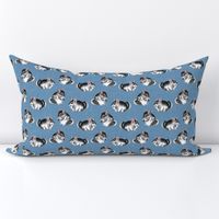 Adorable Chinchillas on textured Blue Burlap by Brittanylane