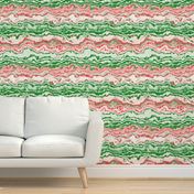 Groovy Boho Squiggly Swirly Red and Green Christmas Marble Stripes