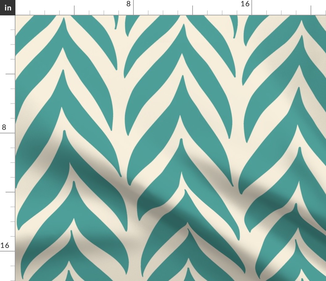 Graphic Chevron Teal and Cream Jumbo