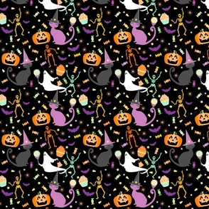 Halloween Kitties & Treats on Black