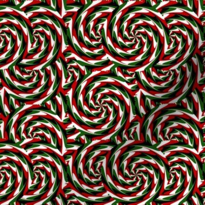 Trippy Groovy Bold Red and Green Christmas Spiral